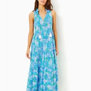 Lilly Pulitzer Large Malone Maxi Dress in Las Olas Aqua